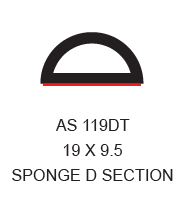 AMBASSADOR EPDM SPONGE D SECTION SELF ADHESIVE 19 X 9.5